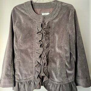 Women's Taupe Corduroy Ruffled Jacket - XL